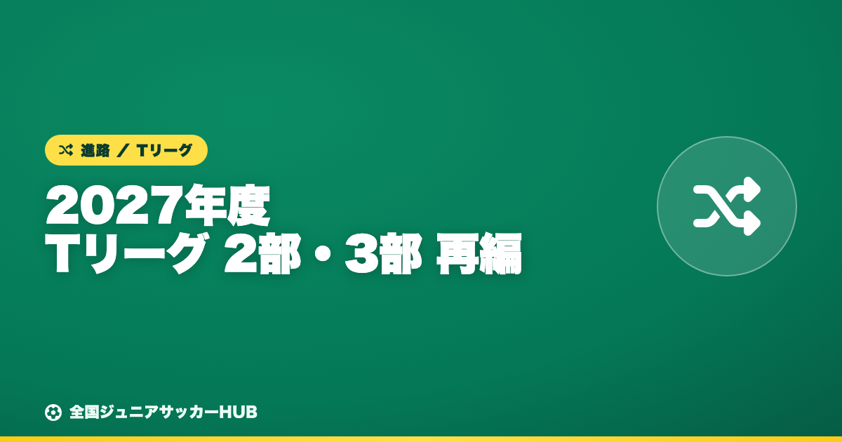 2027年度、東京都U-12リーグ（Tリーグ）の2部・3部が再編へ ― 要項が示すT2→2リーグ・T3→3リーグ構成