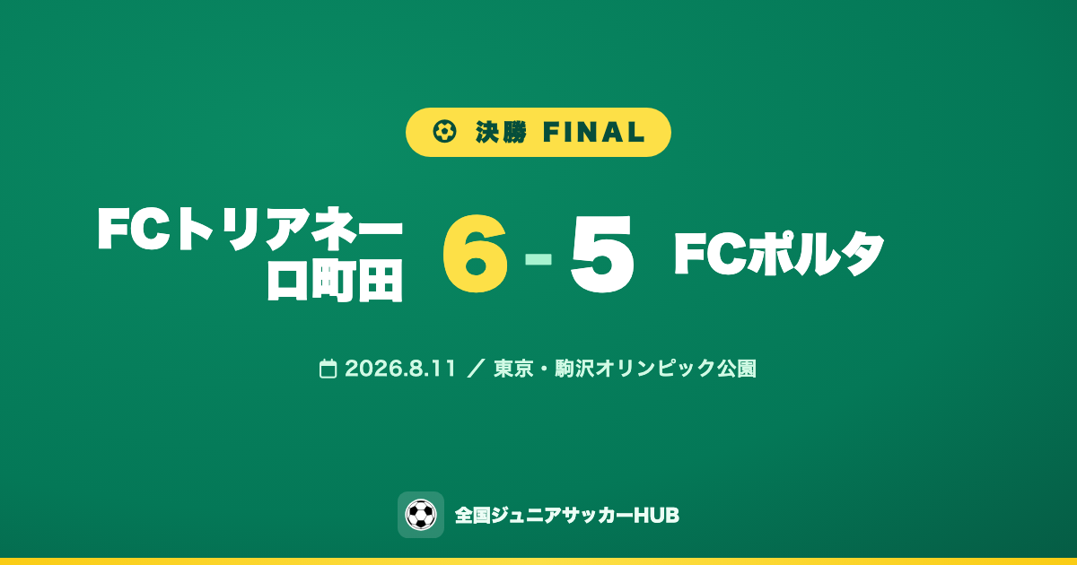 決勝 FCトリアネーロ町田 6-5 FCポルタ(2026年8月11日・駒沢オリンピック公園)